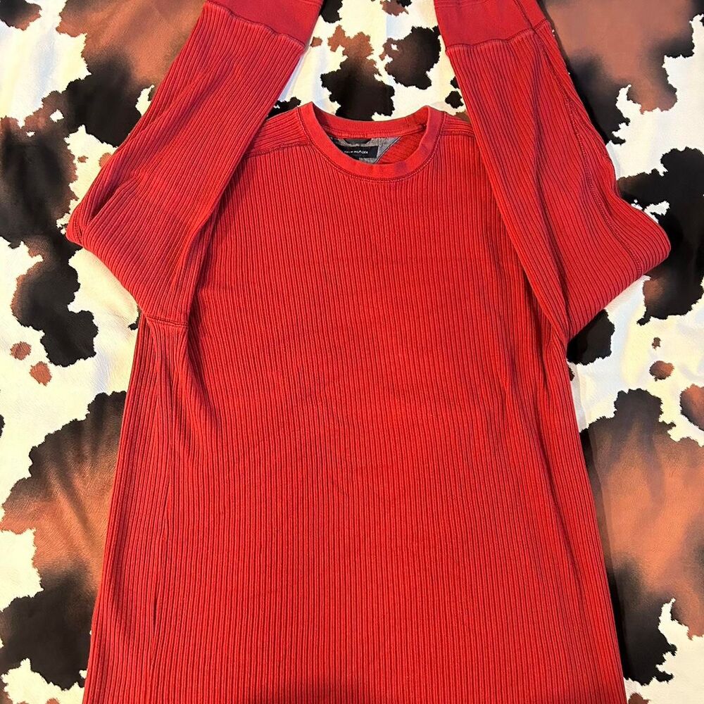 Tommy-hilfiger Men's Red and Orange Shirt